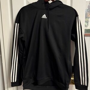 Adidas Black Hoodie with White Stripes